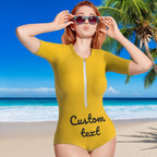 Custom Swimsuit One Piece Swimwear Personalized Half Sleeve Swimsuit