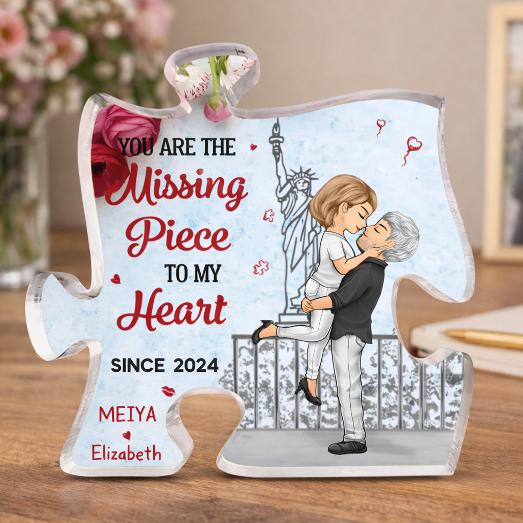 gifts for wife You Are The Missing Piece To My Heart - Couple Personalized Custom Puzzle Shaped Acrylic Plaque - Gift For Hus