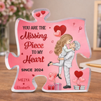 gifts for wife You Are The Missing Piece To My Heart - Couple Personalized Custom Puzzle Shaped Acrylic Plaque - Gift For Hus