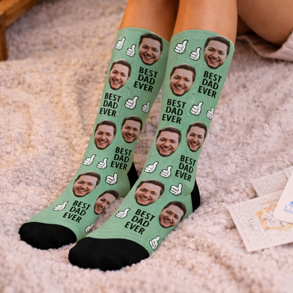 Custom face socks, Fathers Day Socks, Put Any Face and Text On The Socks, Best Dad Ever Socks, Fathers Day Gift, Best Gift For Dad/ grandpa 382848