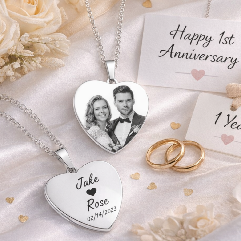 Carry Love Close - Personalized Heart Photo Necklace with Engraved Tag Keepsake for Her
