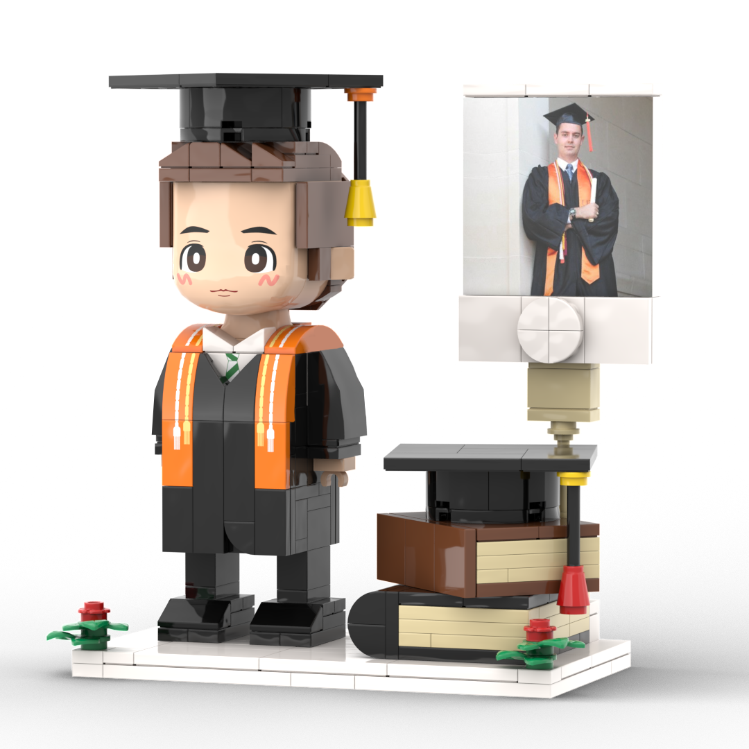Full Body Customized 1 Person Brick Figures with Photo Graduation Season Theme Graduation Gift