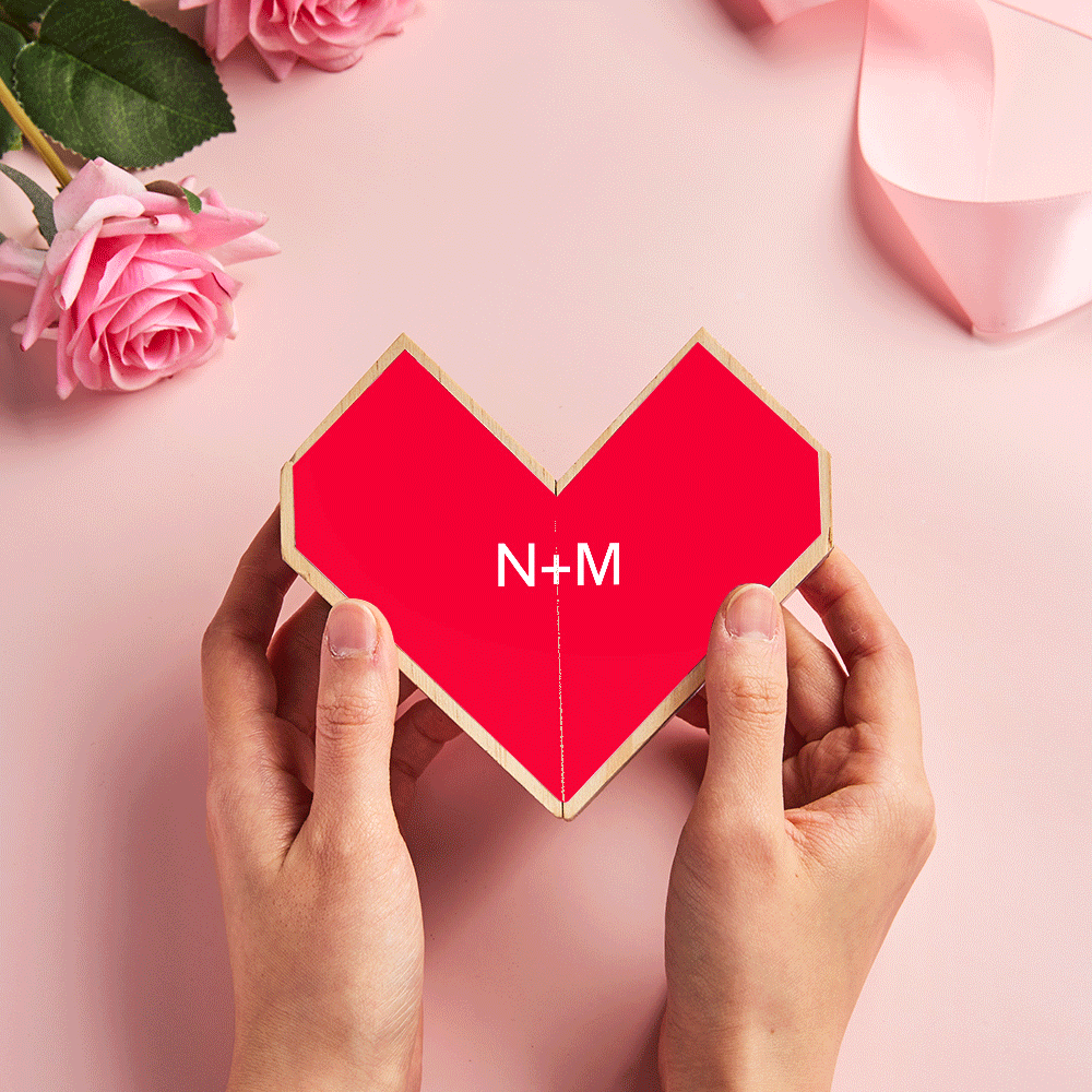 Personalized Magic Cube Heart Wooden Photo Cube Home Decoration Gift for Anniversary