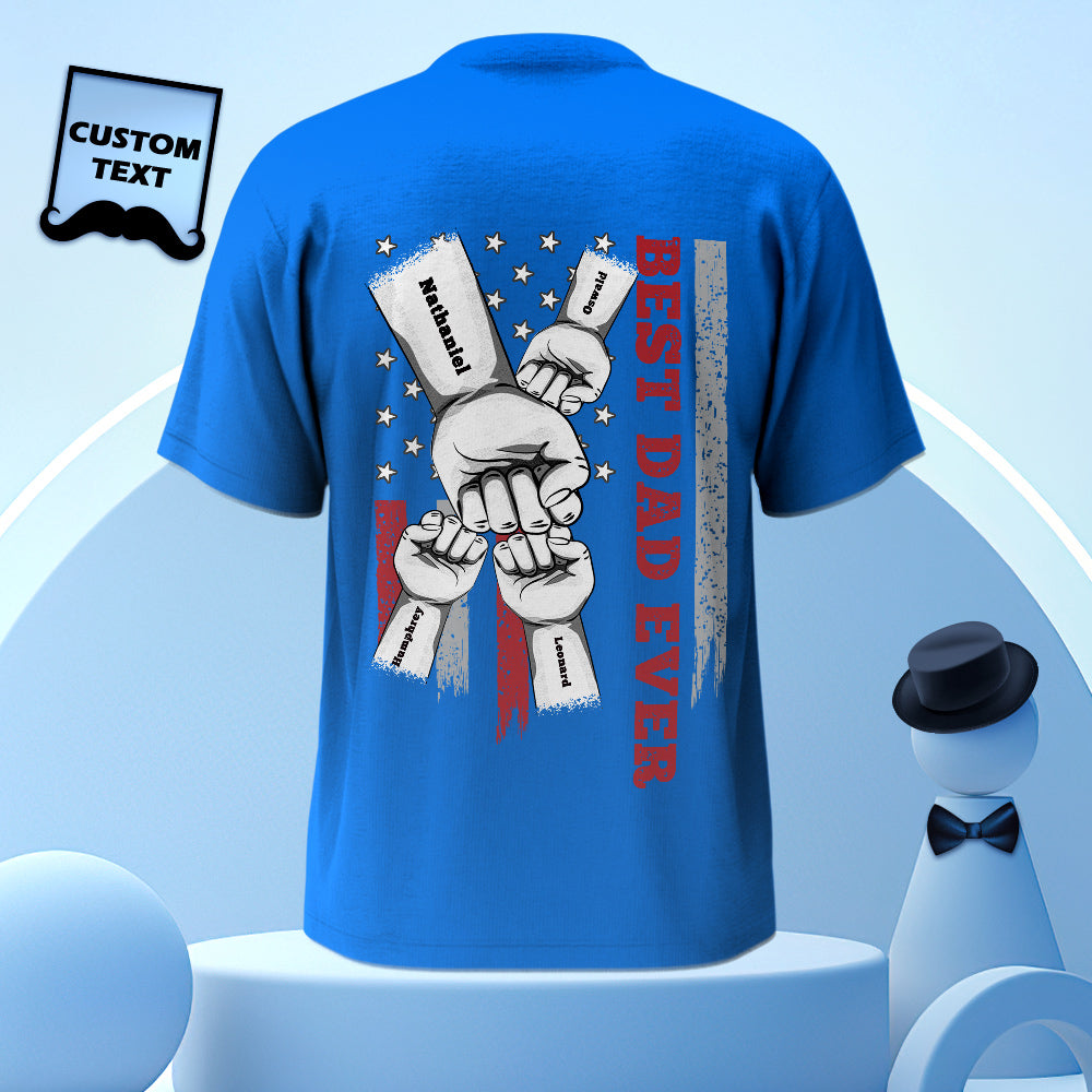 fist bump t shirt custom engraved back printed t shirt father s day t shirt for dad personalized gift photo front view