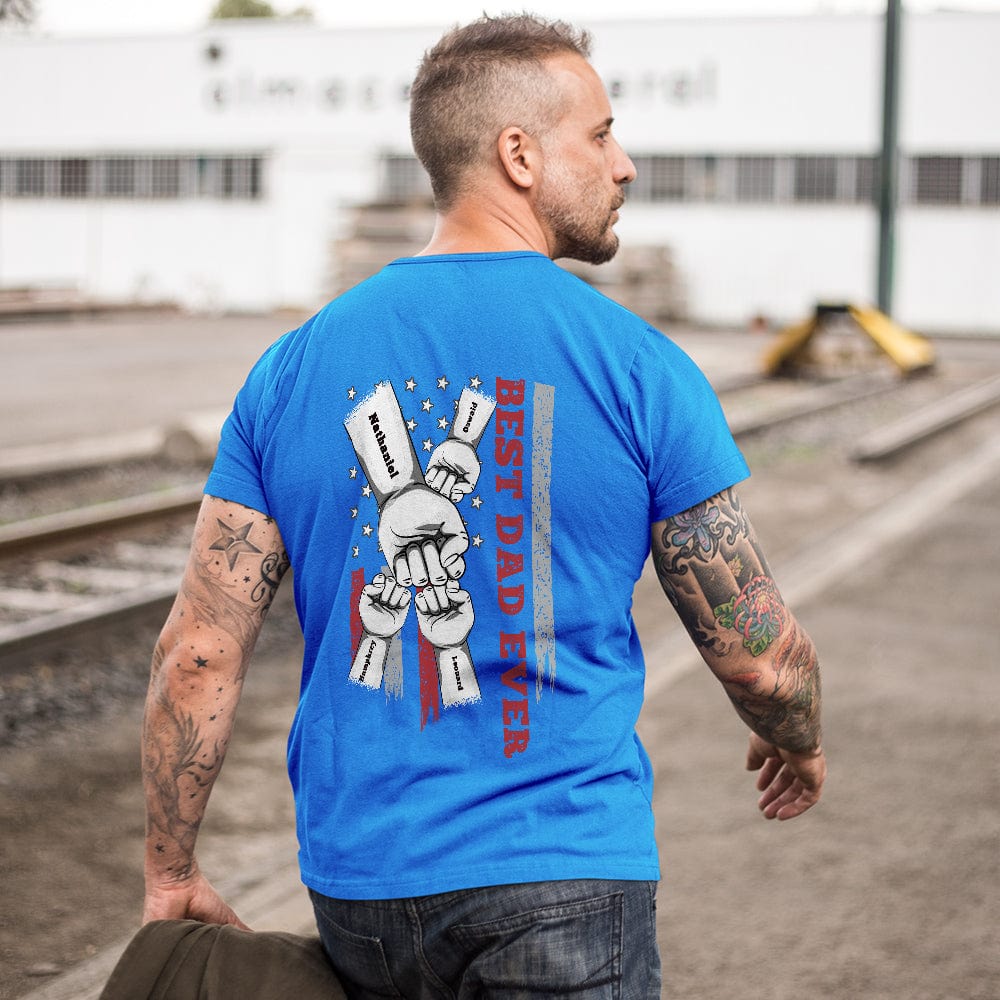 personalized t shirt for dad with precision engraved detail photo front view