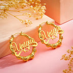 Custom Name Earrings Stainless Steel Big Circle Bamboo Earrings