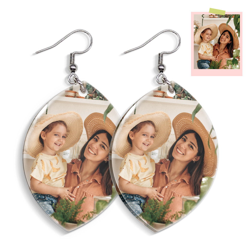 Custom Photo Acrylic Earrings Personalized Oval Earrings Gift For Mother's Day