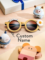 Personalized Kids Daisy Sunglasses – Custom Name Retro Floral Shades for Girls