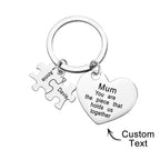 Engraved Puzzle Heart Shaped Keychain Personalized Key Ring Mother's Day Gift