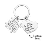 Engraved Puzzle Heart Shaped Keychain Personalized Key Ring Mother's Day Gift