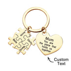 Engraved Puzzle Heart Shaped Keychain Personalized Key Ring Mother's Day Gift