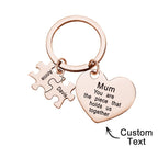 Engraved Puzzle Heart Shaped Keychain Personalized Key Ring Mother's Day Gift