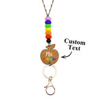 Personalized Wooden Apple Lanyard with Keychain Id Badges Gift for Teachers Back to School Gift