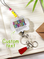 Personalized Glitter Acrylic Beaded Tassel Lanyard with Name Back to School Gift for Teacher