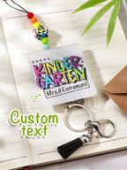 Personalized Glitter Acrylic Beaded Tassel Lanyard with Name Back to School Gift for Teacher