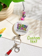 Personalized Glitter Acrylic Beaded Tassel Lanyard with Name Back to School Gift for Teacher