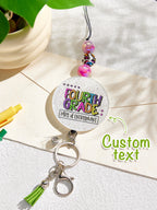 Personalized Glitter Acrylic Beaded Tassel Lanyard with Name Back to School Gift for Teacher
