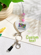 Personalized Glitter Acrylic Beaded Tassel Lanyard with Name Back to School Gift for Teacher