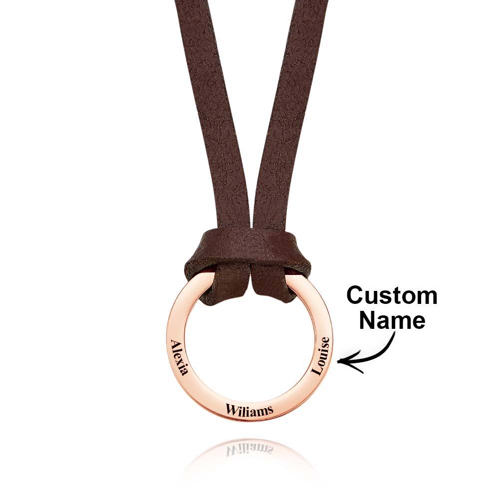 Personalized PU Leather Cord Necklace with Engraved Name Necklace Birthday Anniversary Gift for Man