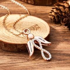 Custom Engraved Name Wings Necklace with Infinity Pendant Copper