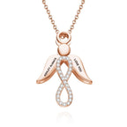 Custom Engraved Name Wings Necklace with Infinity Pendant Copper