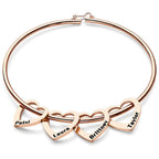 Custom Bangle Bracelet with Heart/Round Pendants Personalized Gift