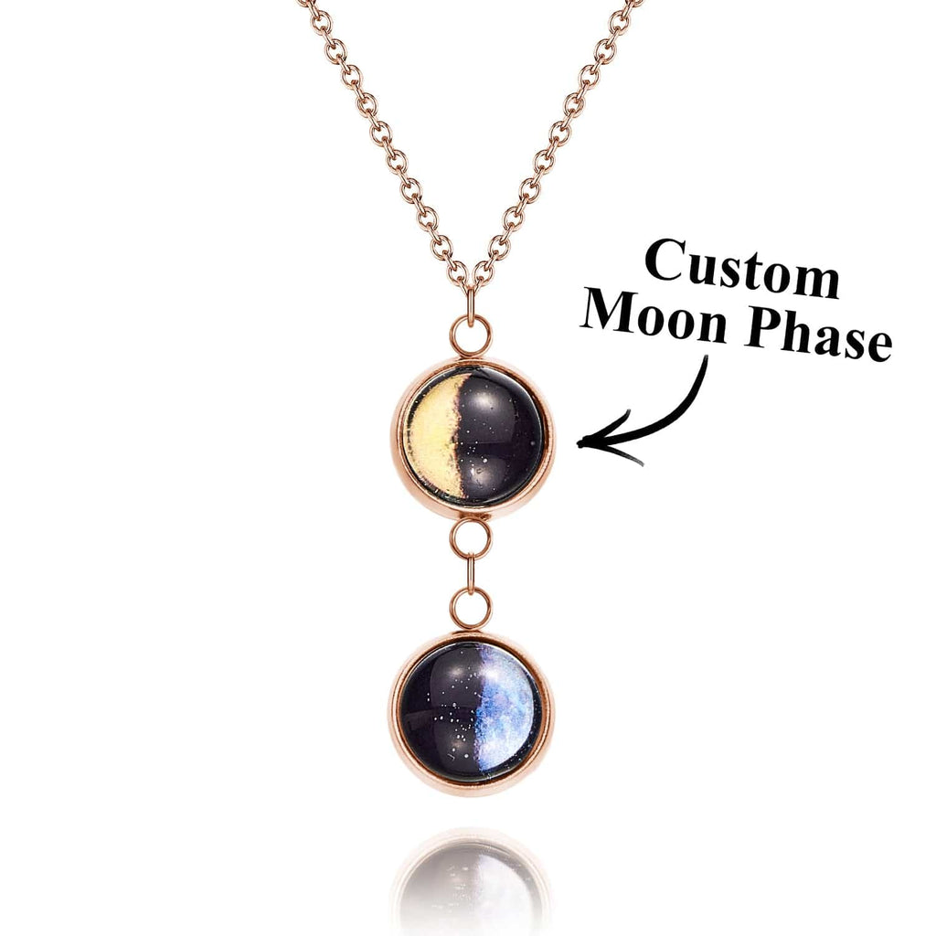 Custom Double Moon Phase Necklace Luminous Necklace Gift for Her