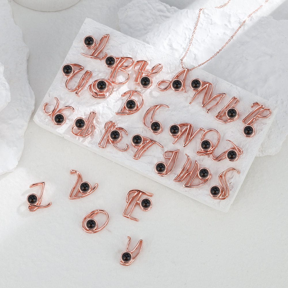 A-Z 26 Letters Custom Projection Necklace 925 Sterling Silver