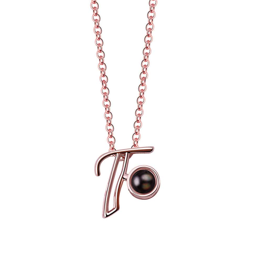 A-Z 26 Letters Custom Projection Necklace 925 Sterling Silver