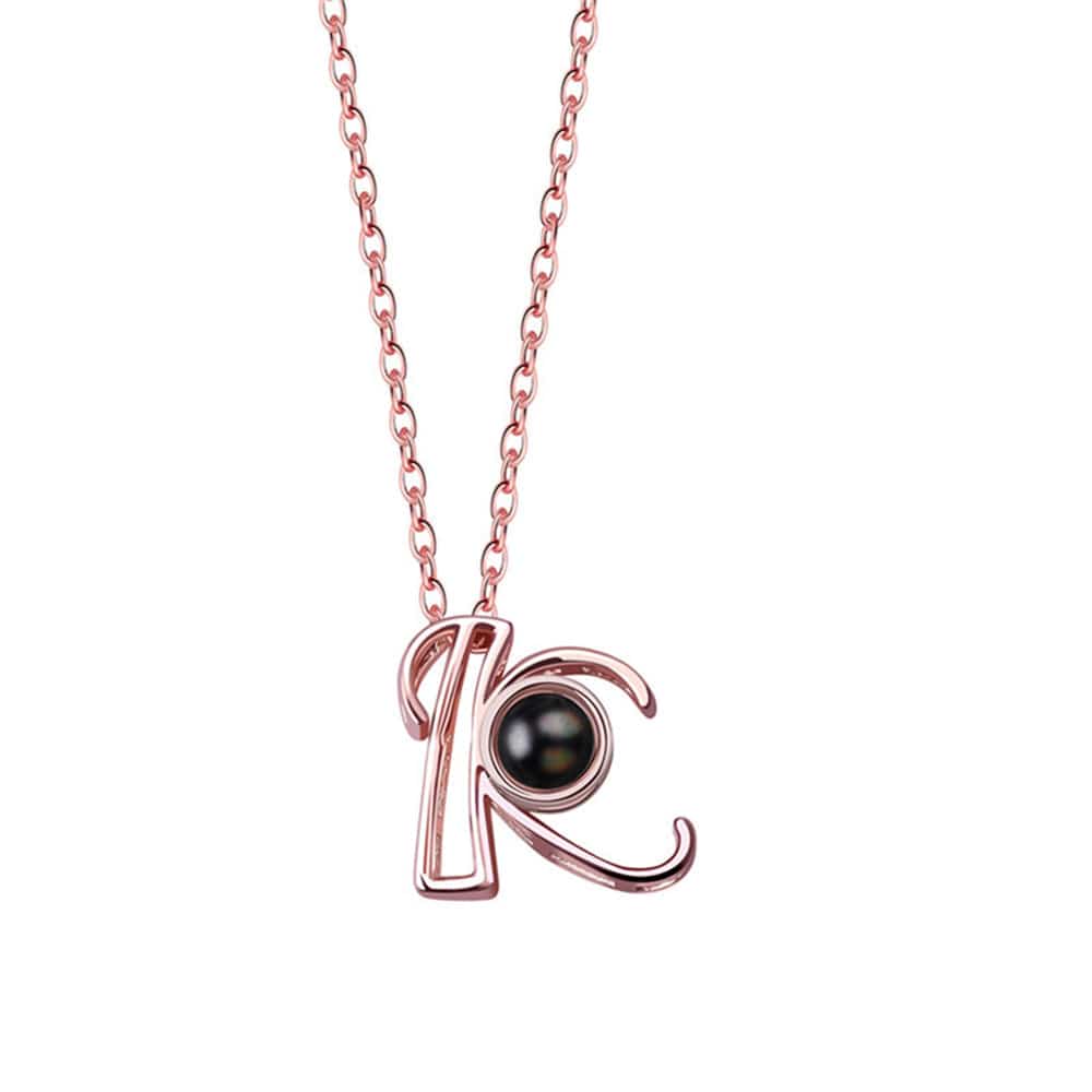 A-Z 26 Letters Custom Projection Necklace 925 Sterling Silver