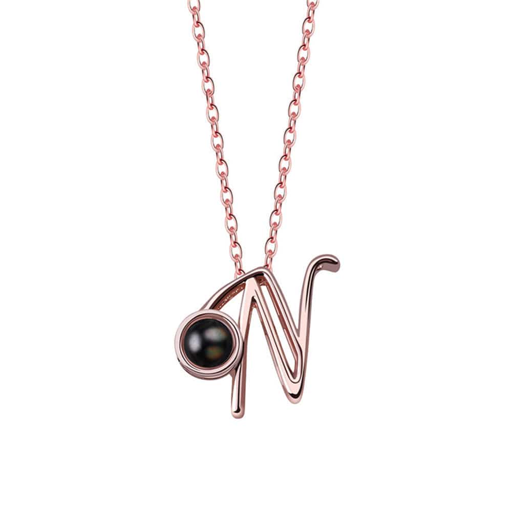 A-Z 26 Letters Custom Projection Necklace 925 Sterling Silver