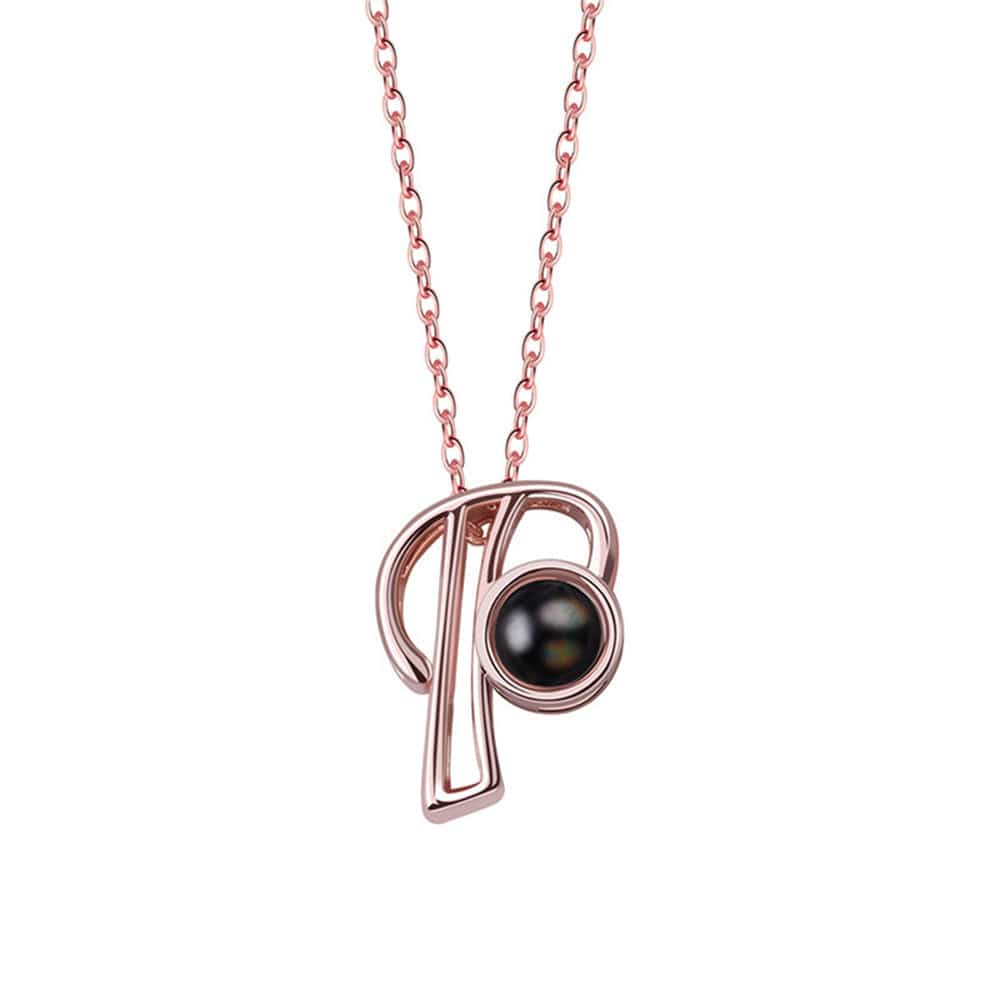 A-Z 26 Letters Custom Projection Necklace 925 Sterling Silver
