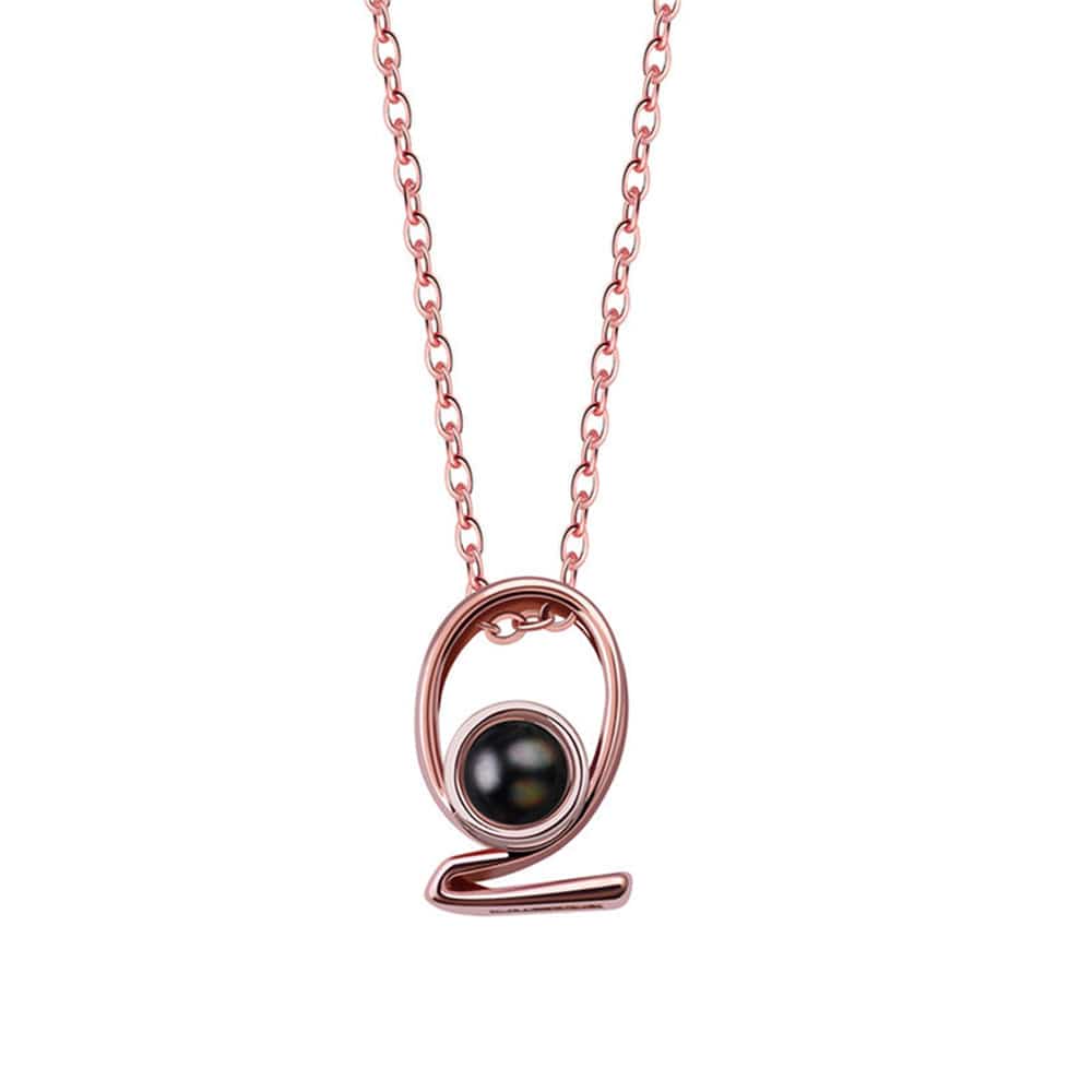 A-Z 26 Letters Custom Projection Necklace 925 Sterling Silver
