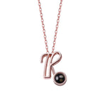 A-Z 26 Letters Custom Projection Necklace 925 Sterling Silver