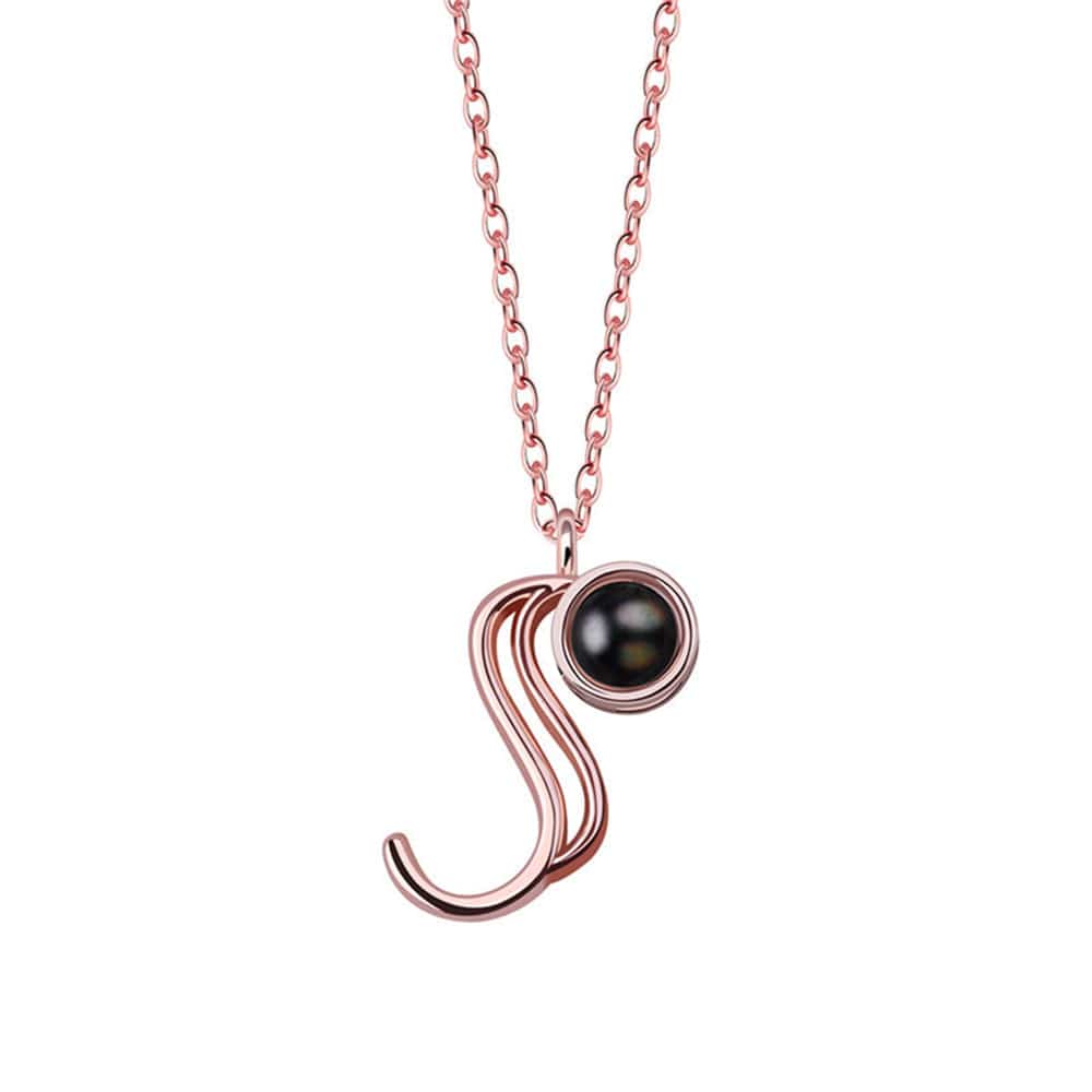 A-Z 26 Letters Custom Projection Necklace 925 Sterling Silver