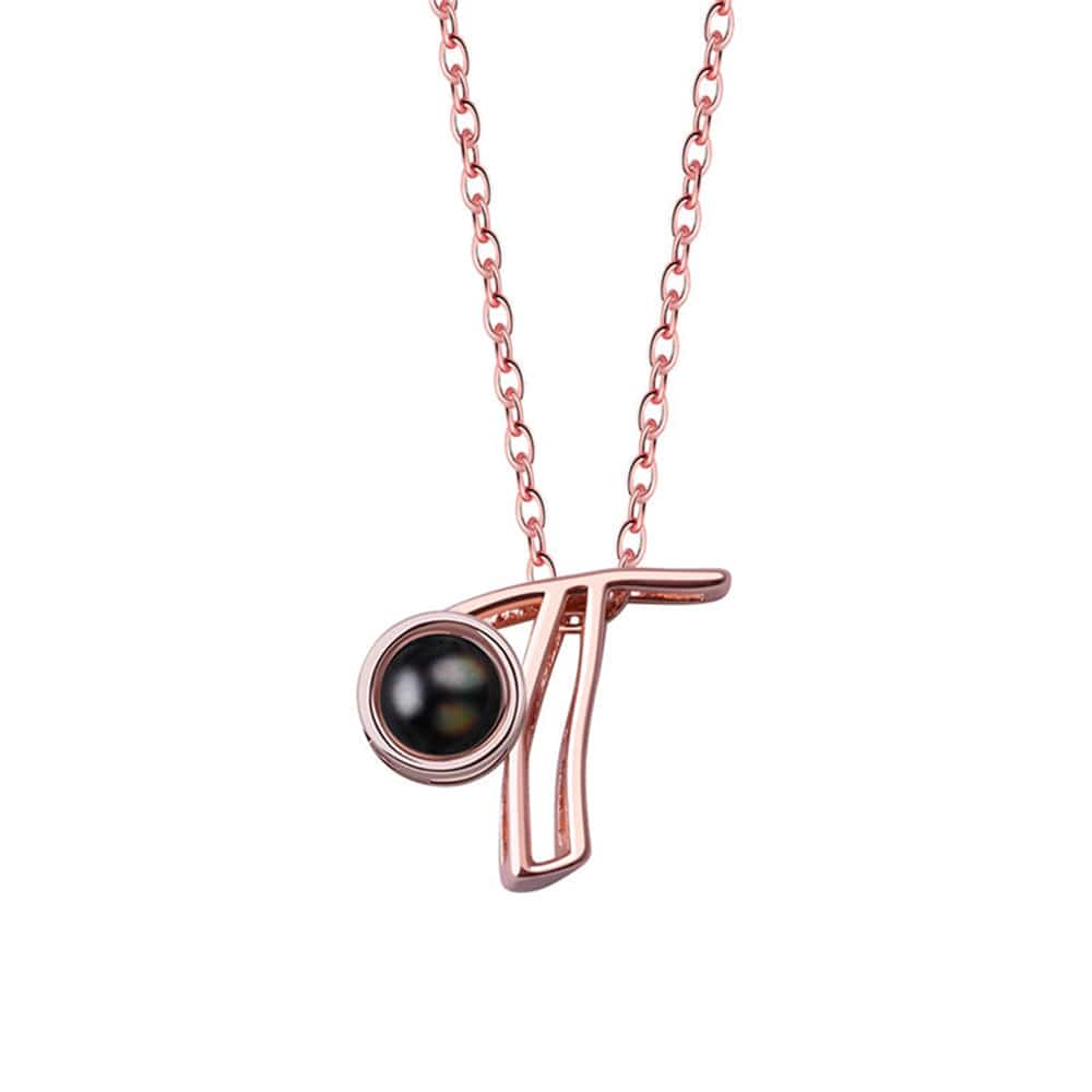 A-Z 26 Letters Custom Projection Necklace 925 Sterling Silver