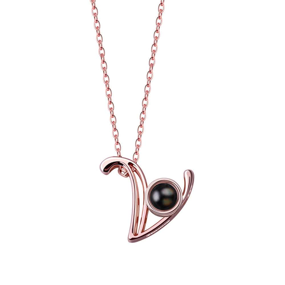 A-Z 26 Letters Custom Projection Necklace 925 Sterling Silver