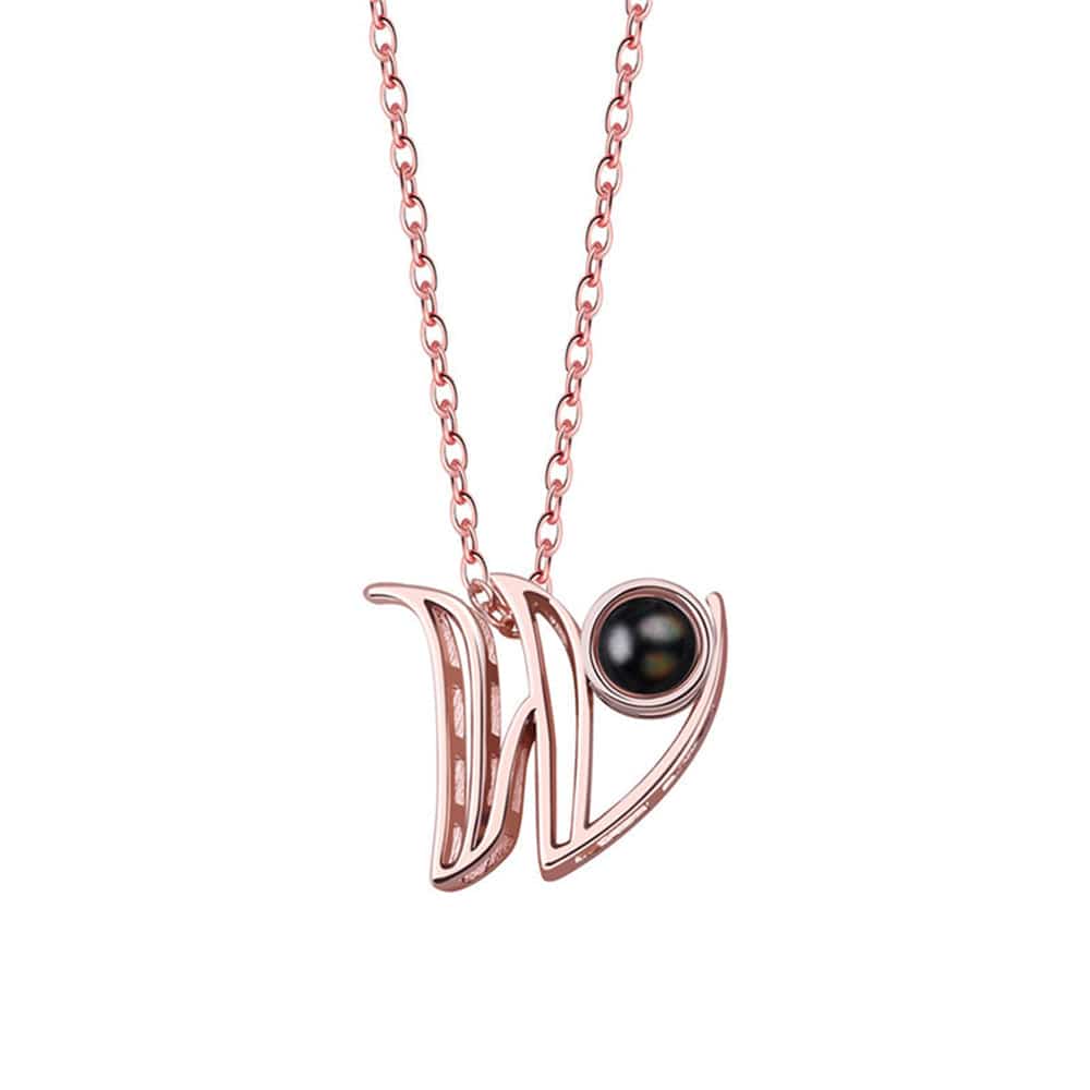 A-Z 26 Letters Custom Projection Necklace 925 Sterling Silver