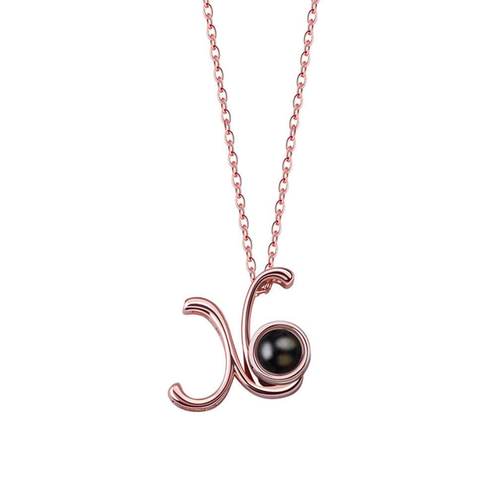 A-Z 26 Letters Custom Projection Necklace 925 Sterling Silver