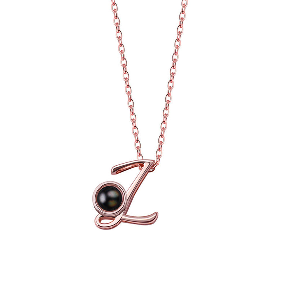 A-Z 26 Letters Custom Projection Necklace 925 Sterling Silver