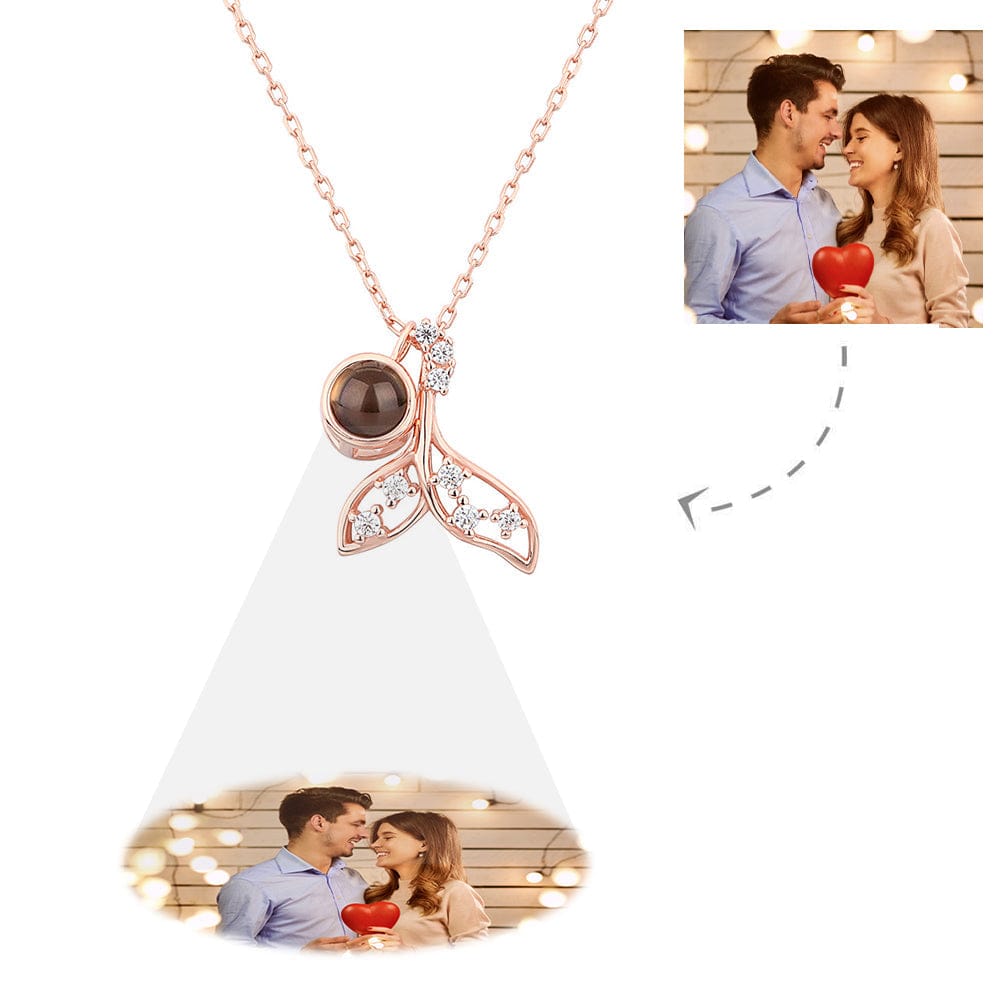 gifts for wife Cherish Every Moment - Heartfelt Gift - Projection Necklace Mermaid Shape Photo Necklace Gift for Her - gifts