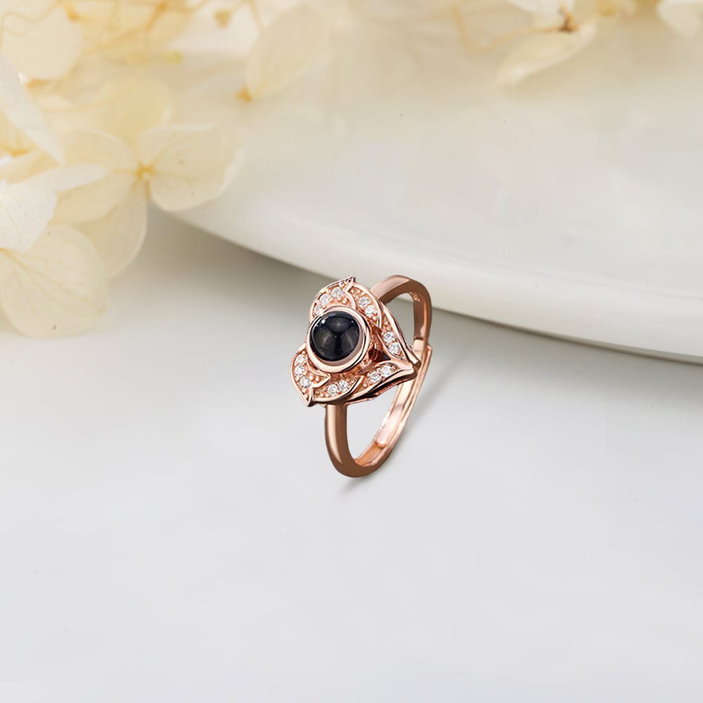 I Love You in 100 Languages Projection Ring Custom Photo Angel Wings Heart Rings