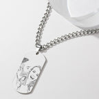 Personalized Men's Photo Necklace Engraved QR Code Necklace