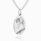 Engraved Oval Tag Necklace Stainless Steel