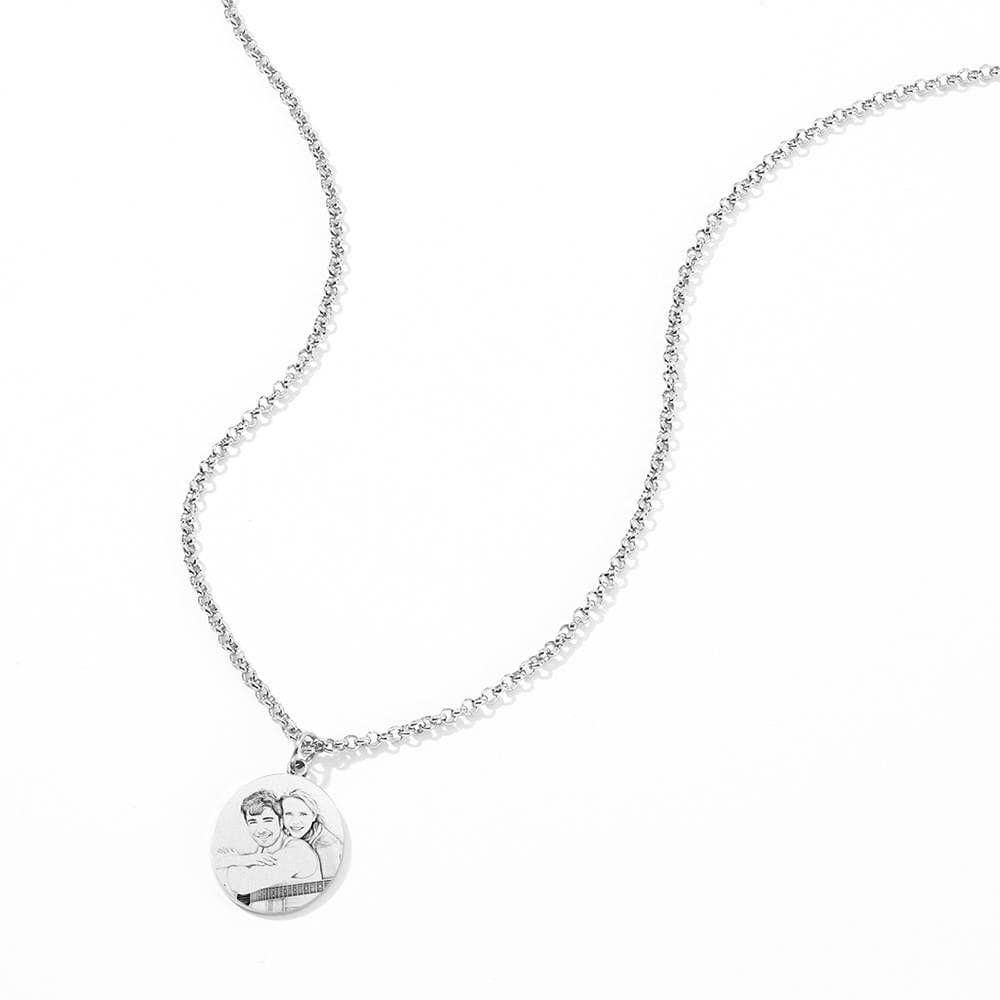 Engraved Oval Tag Necklace Stainless Steel