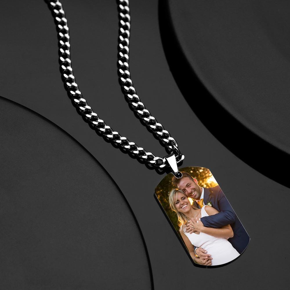Engraving Tag Necklace Photo Necklace Gifts for Girlfriend Anniversary Unique Design Gifts
