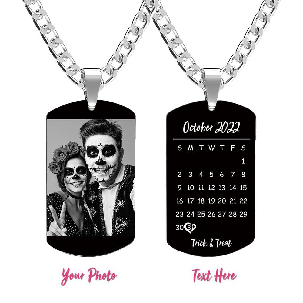 Custom Photo Necklace With Words Photo And Date Perfect Gift For Halloween
