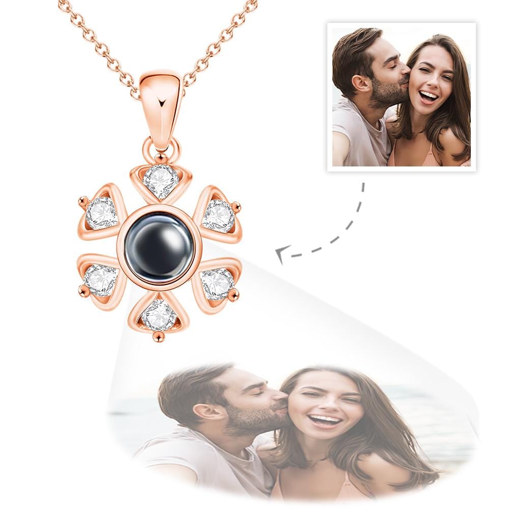 gifts for wife Forever Together - Heartfelt Gift - Projection Necklace Personalized Flower Photo Necklace 925 Sterling Silver