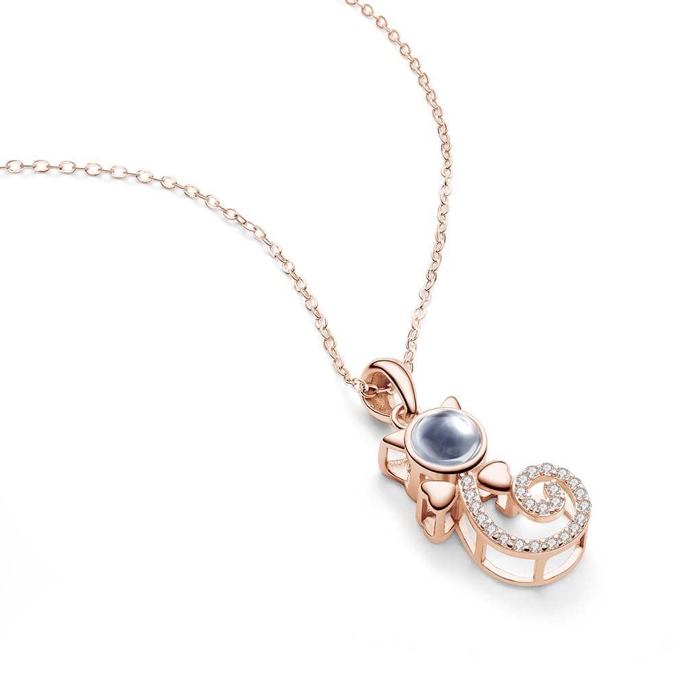 Projection Cat Photo Necklace , Personalized Girlfriend Necklace,  Clavicle Photo Projection