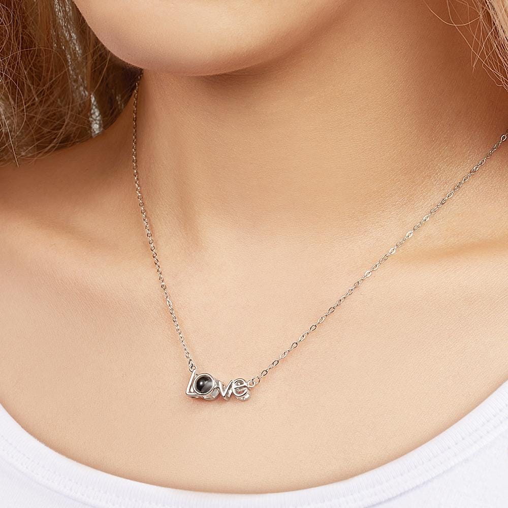 Custom LOVE Picture Projection Necklace 925 Sterling Silver